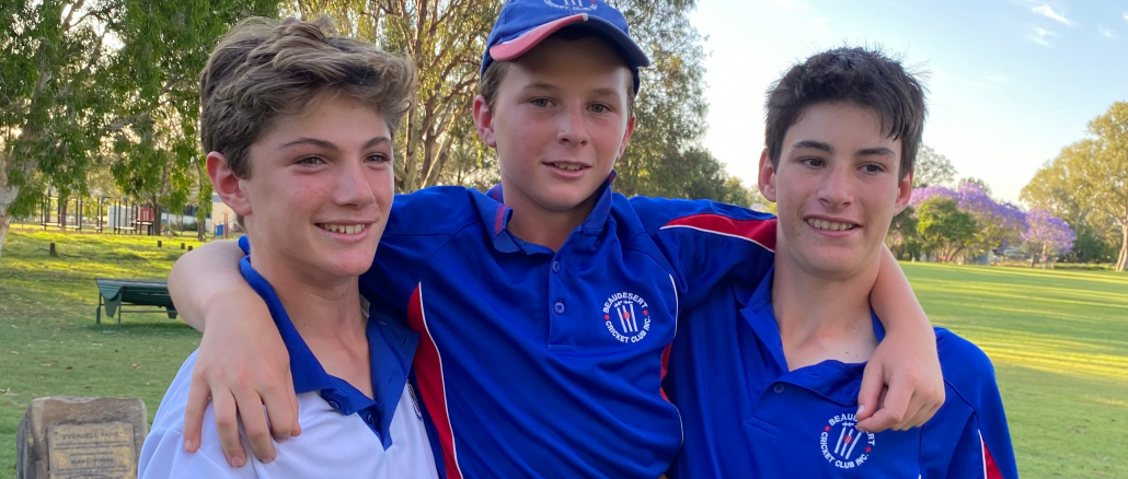 Jaxon Hohl, Robert McClure and Clancy Hardy, who have been selected for the Under 14s QJC Southern Challenge Championships. Image supplied.