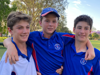 Jaxon Hohl, Robert McClure and Clancy Hardy, who have been selected for the Under 14s QJC Southern Challenge Championships. Image supplied.