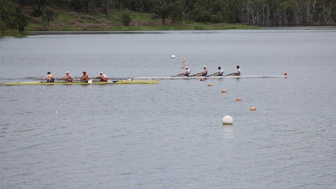 Photo: Commercial (Wruck, Bakker, Moore, Armitage) winning the Championship Mens Four (Coxless), ahead of Kand/Toowong (Bidwell, McCluskey*, Apel, Rowe).