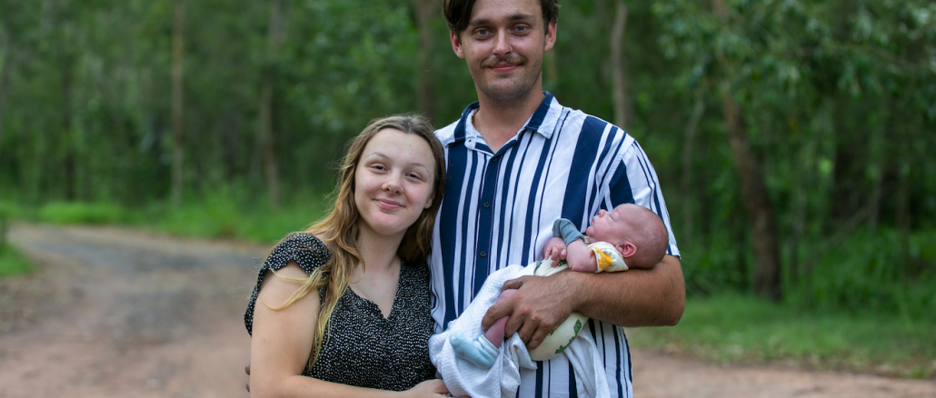 Ella Tandy, Jake Espig and five day old Jayden Espig.