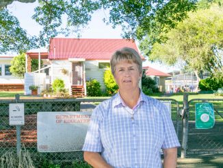 Cheryl Ardrey in front of the old Veresdale Scrub school.