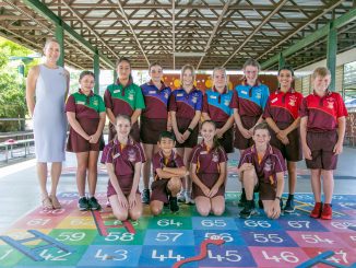 Principal Angela Chant with most of Beaudesert State School’s 2022 student leaders