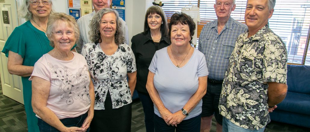 New U3A president Brendan Dever (back row, second from left) with committee members Cheryl Folley, Helen Atkinson, Pat Hughes, Yvonne Berry, Tina Jones, Di Johnson and Peter Venz.