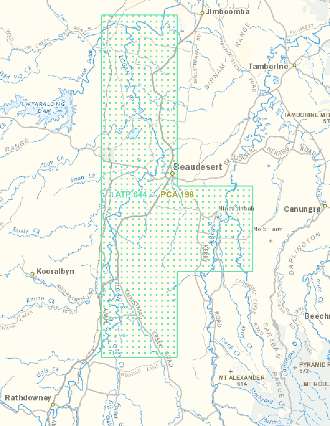 The State Government Is Curently Considering CSG Mining Company Arrow Energys Potential Commercial Area PCA Application Over Beaudesert And Surrounds. Map Source Geo Res Globe 