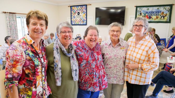 Ellen Logan, June Costello, Wendy Venz, Ann Cahill and Carolyn Armstrong were among the first Beaudesert Quilters members.