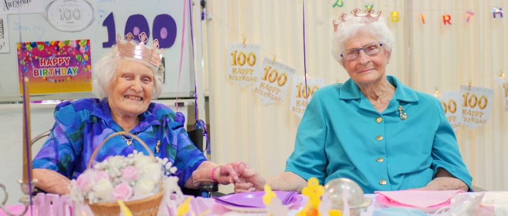 Centenarians Jean Sargeant and Coral Duncan.