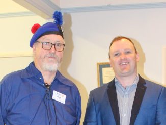 Beaudesert Rotary President Mark McCabe with Dan Mallon.
