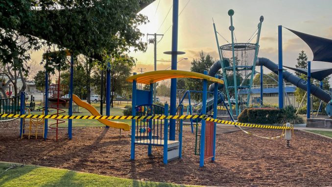 Playgrounds were cordoned off due to broken glass in Jubilee Park