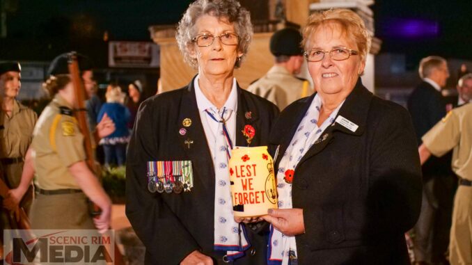 Janice and Joanne Heit of Beaudesert RSL Sub Branch Women's Auxiliary pay their respects.