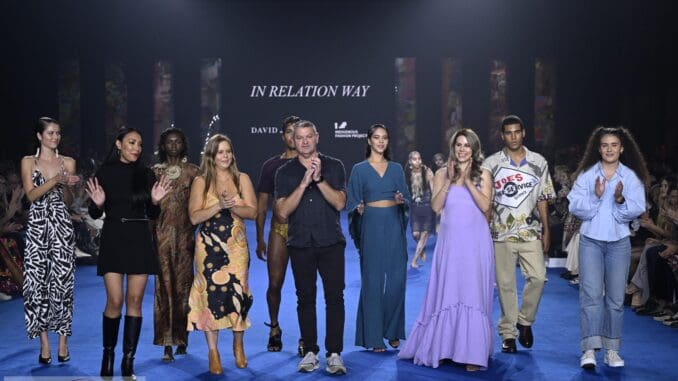 Cassandra Pons (third from right) showcased her collection at Australian Fashion Week as part of the Indigenous Fashion Project.