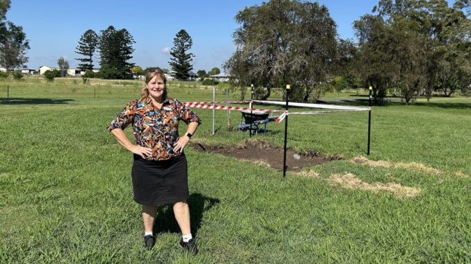 Cr Jennifer Sanders at dog park. Image supplied.